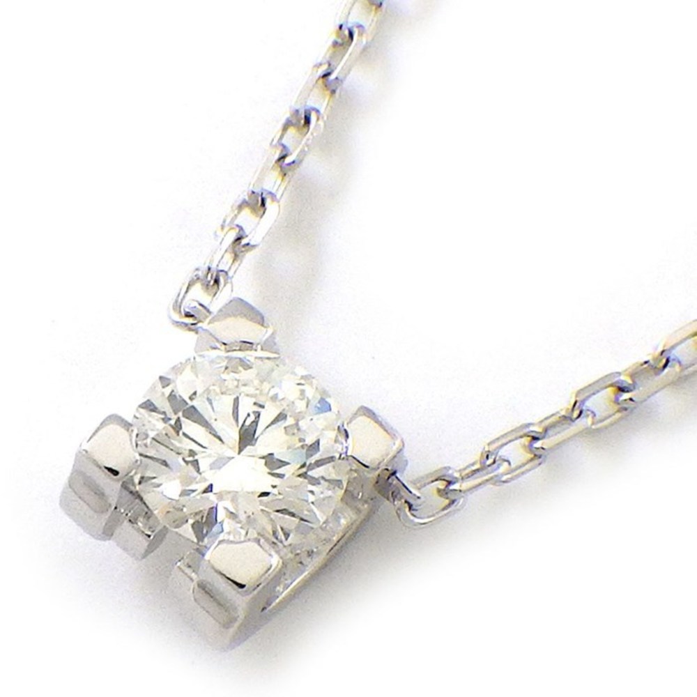 Cartier C Setting Necklace Solitaire Diamond White Gold